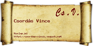 Csordás Vince névjegykártya