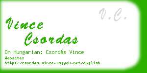 vince csordas business card